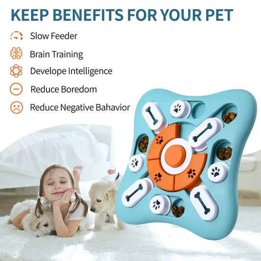 Jouet puzzle pour chien interactif avec compartiments coulissants pour croquettes par Famille Active