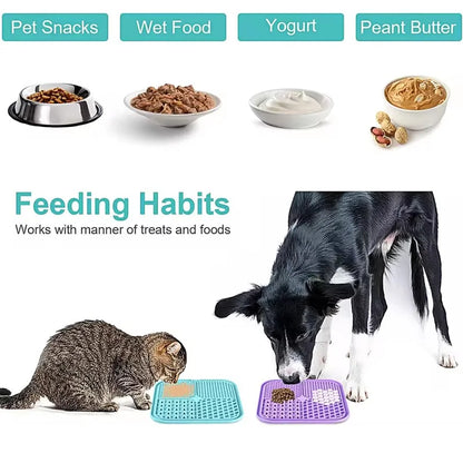 Tapis de Léchage pour Chien et Chat avec ventouses fixe sur une paroi de douche par Famille Active