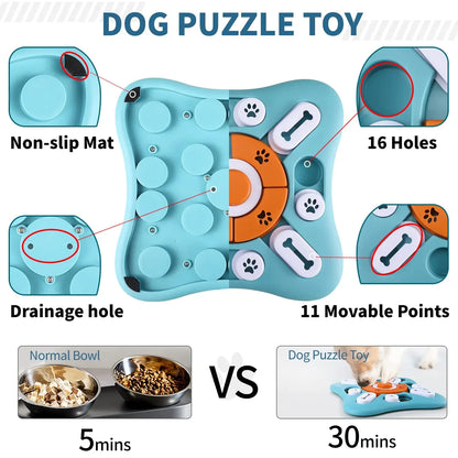 Jouet puzzle pour chien interactif avec compartiments coulissants pour croquettes par Famille Active