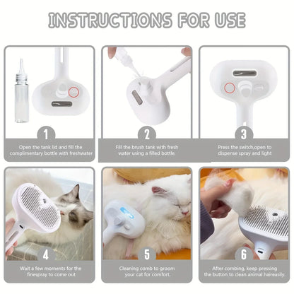 Brosse vapeur pour chat et chien libérant une brume douce pour le toilettage par Famille Active