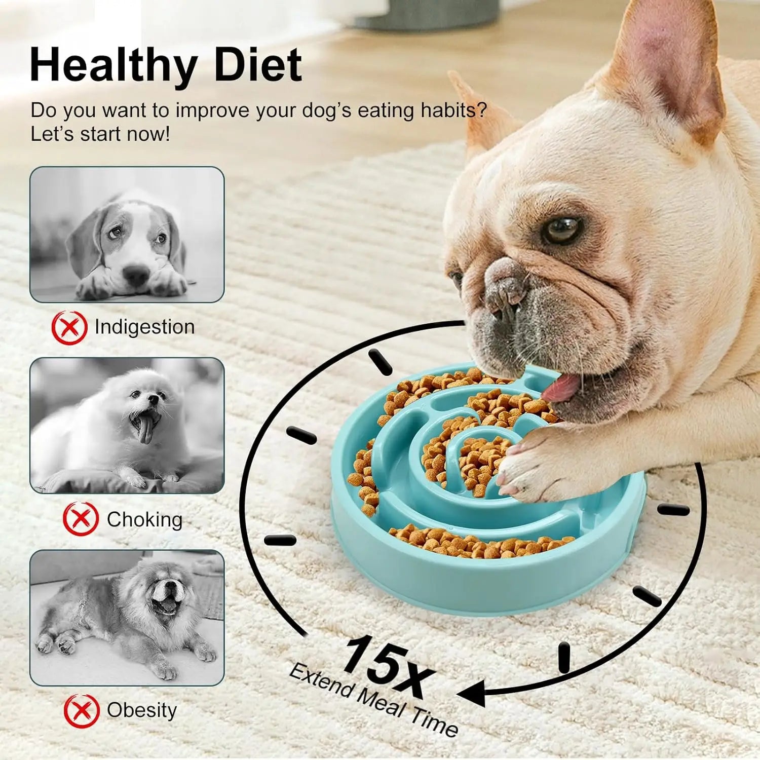 Gamelle anti glouton pour chien en forme de labyrinthe évitant les etouffements par Famille Active