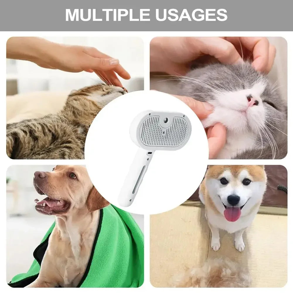 Brosse vapeur pour chat et chien libérant une brume douce pour le toilettage par Famille Active