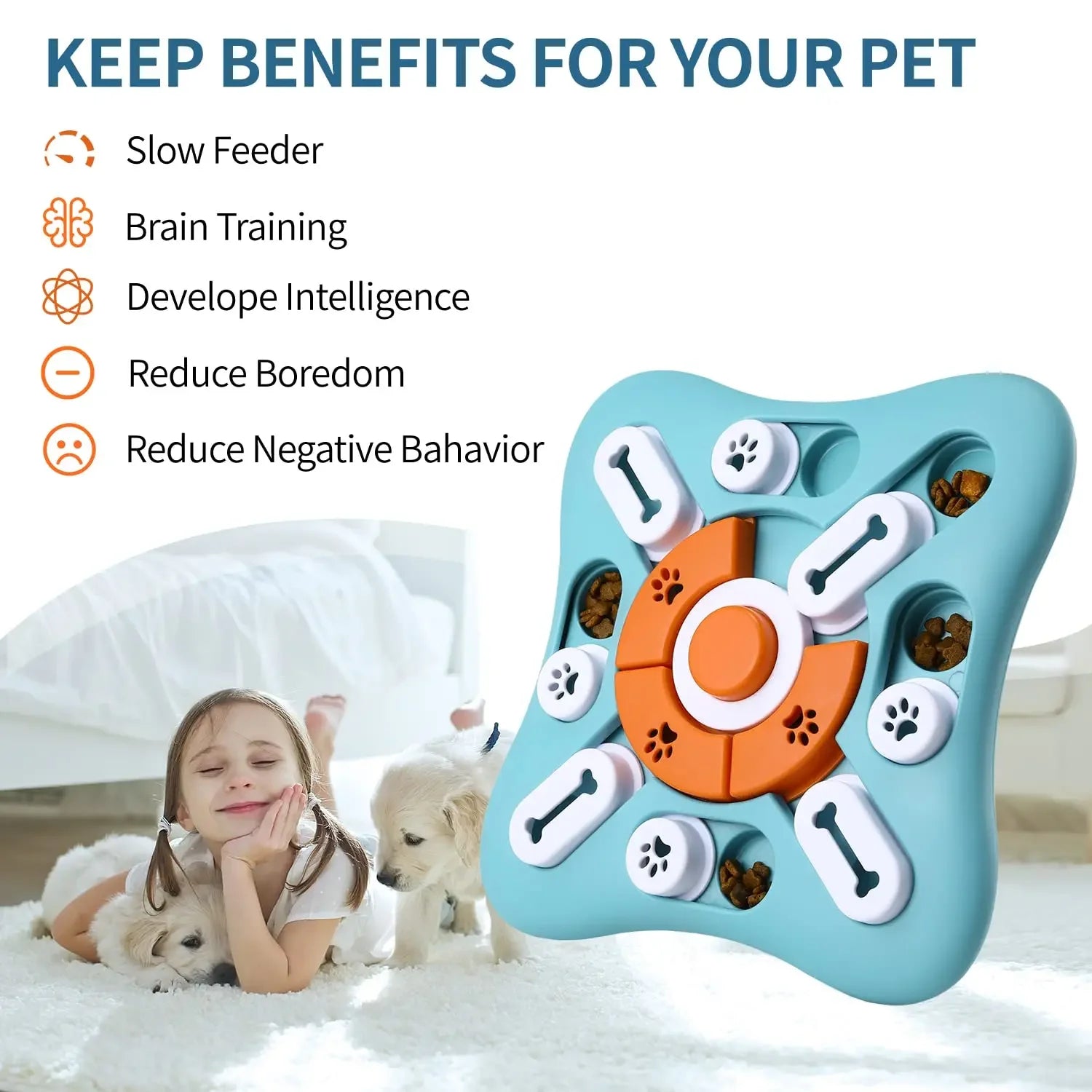 Jouet puzzle pour chien interactif avec compartiments coulissants pour croquettes par Famille Active