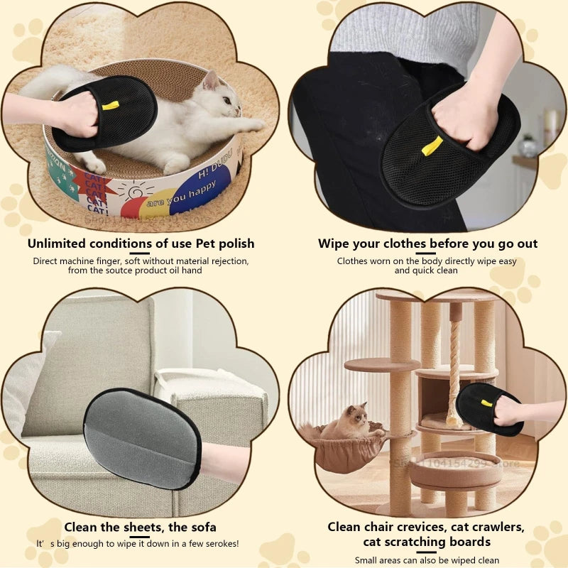 Gant anti poils pour chat et chien nettoyant les poils d un canapé en tissu par Famille Active