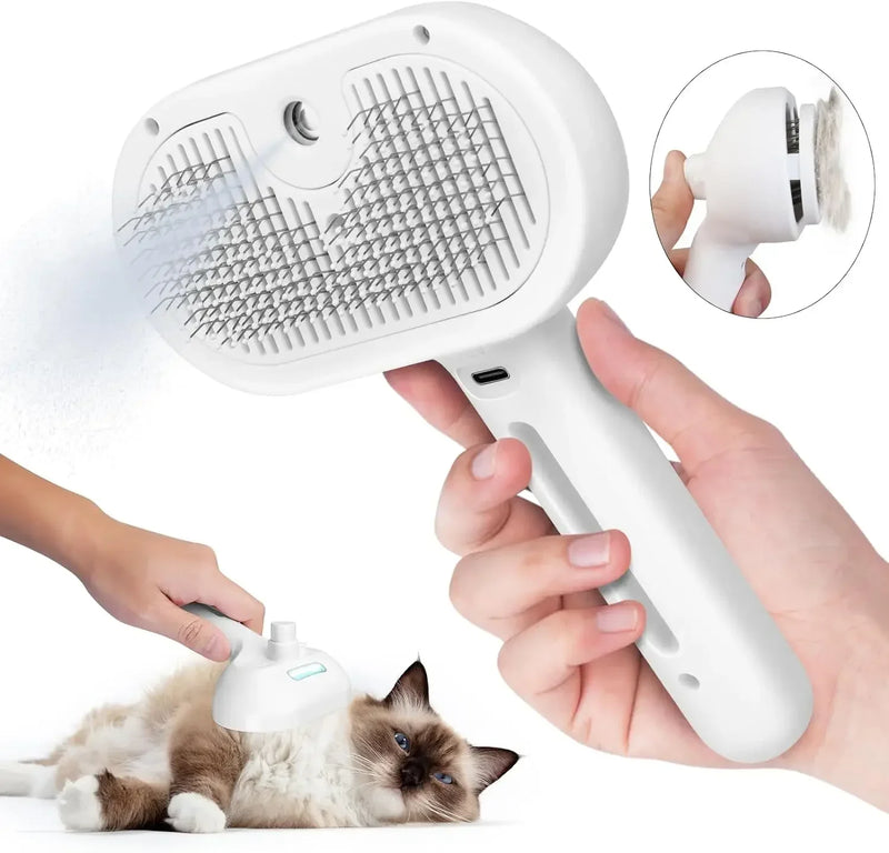 Brosse vapeur pour chat et chien libérant une brume douce pour le toilettage par Famille Active