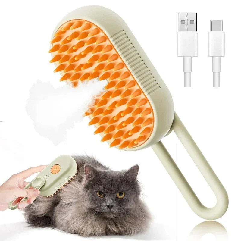 Brosse vapeur pour chat et chien libérant une brume douce pour le toilettage par Famille Active